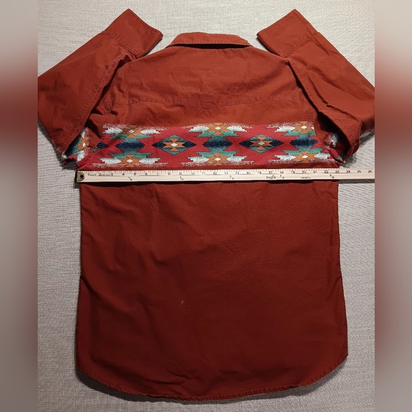 Vintage Rustler LS Button Down Pearl Snap, L, Terracotta & Turquoise, Great Cond - Picture 4 of 5